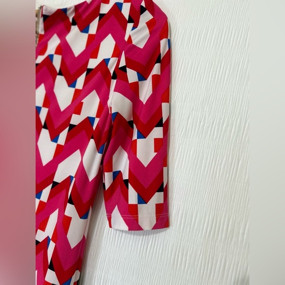 Eliza J Pink and Red Sheath Dress with Bateau Neckline - Picture 7 of 12